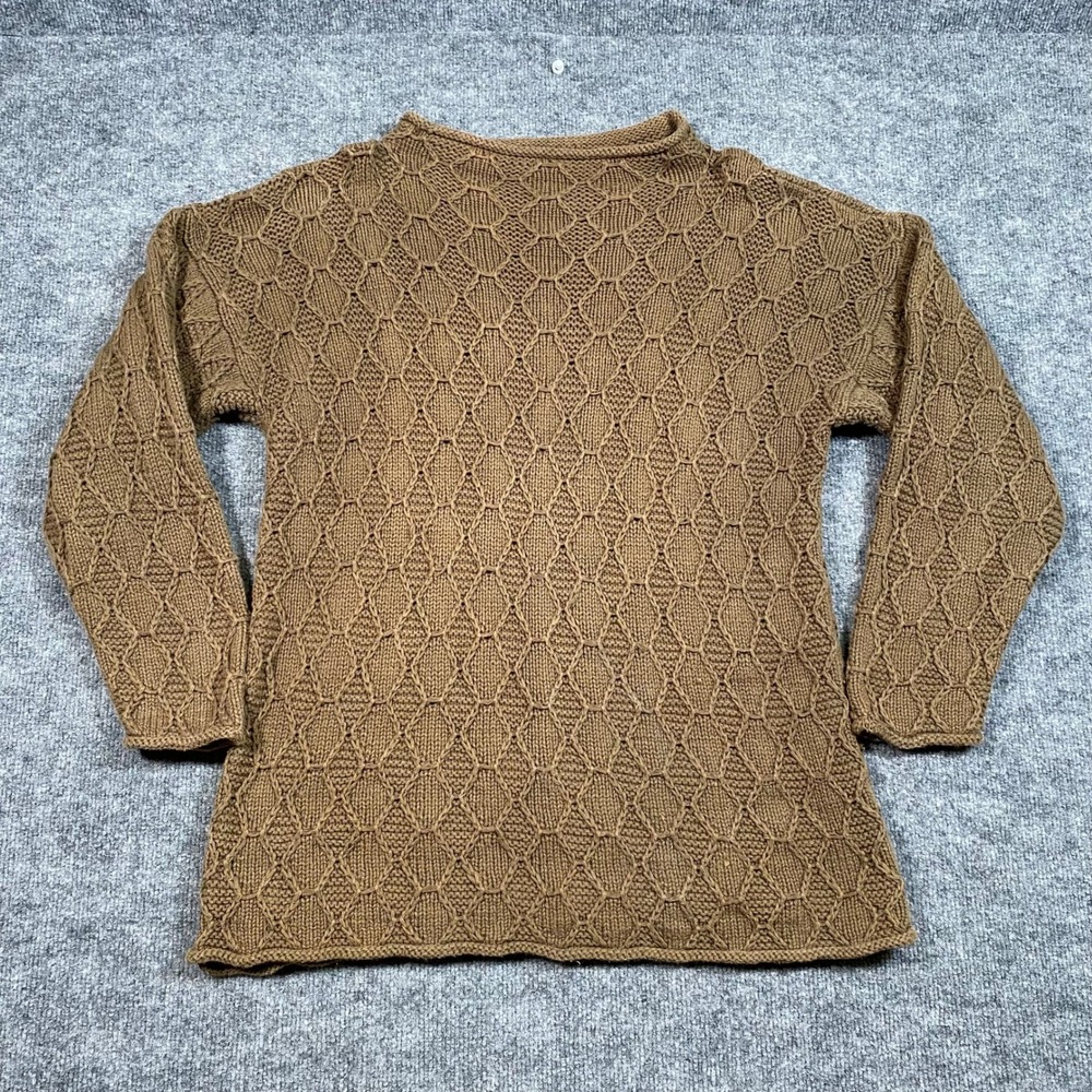 Ruff Hewn Brownโ Diamond Honeycomb Knit Cotton Sweater Womens Vintage Relaxed